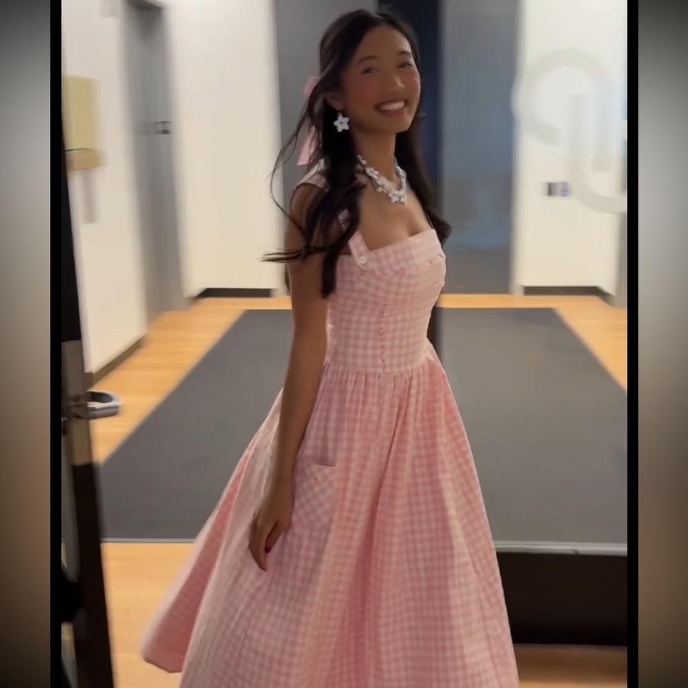 House of CB — VIVIEN Strawberry Shortcake Gingham Midi Sundress